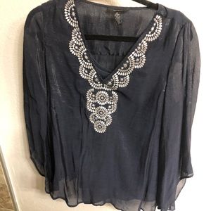 Navy blue blouse with under tank